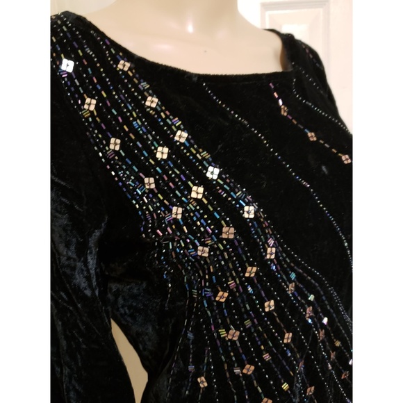 NWOT | Anne Carson {BLACK VELVET BEADED TOP} - Picture 5 of 9